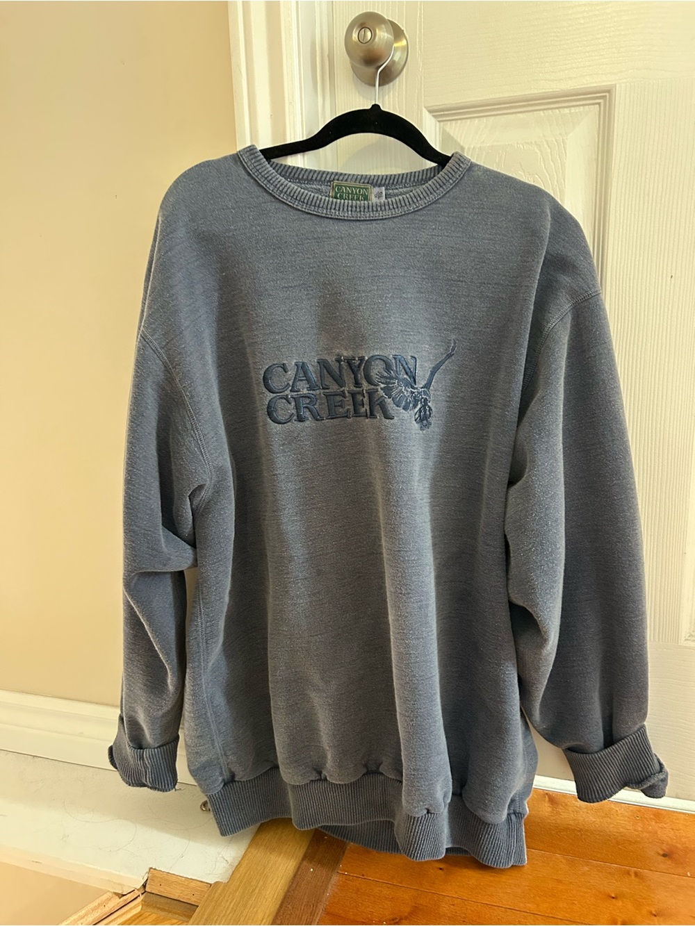 Embroidered Crewneck Sweatshirt Blue